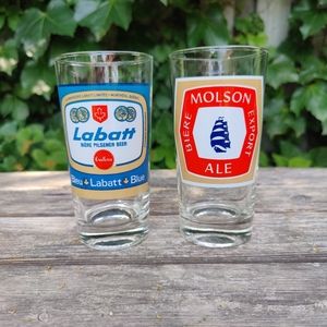 Vintage Molson Ex and Labatt Blue Glasses